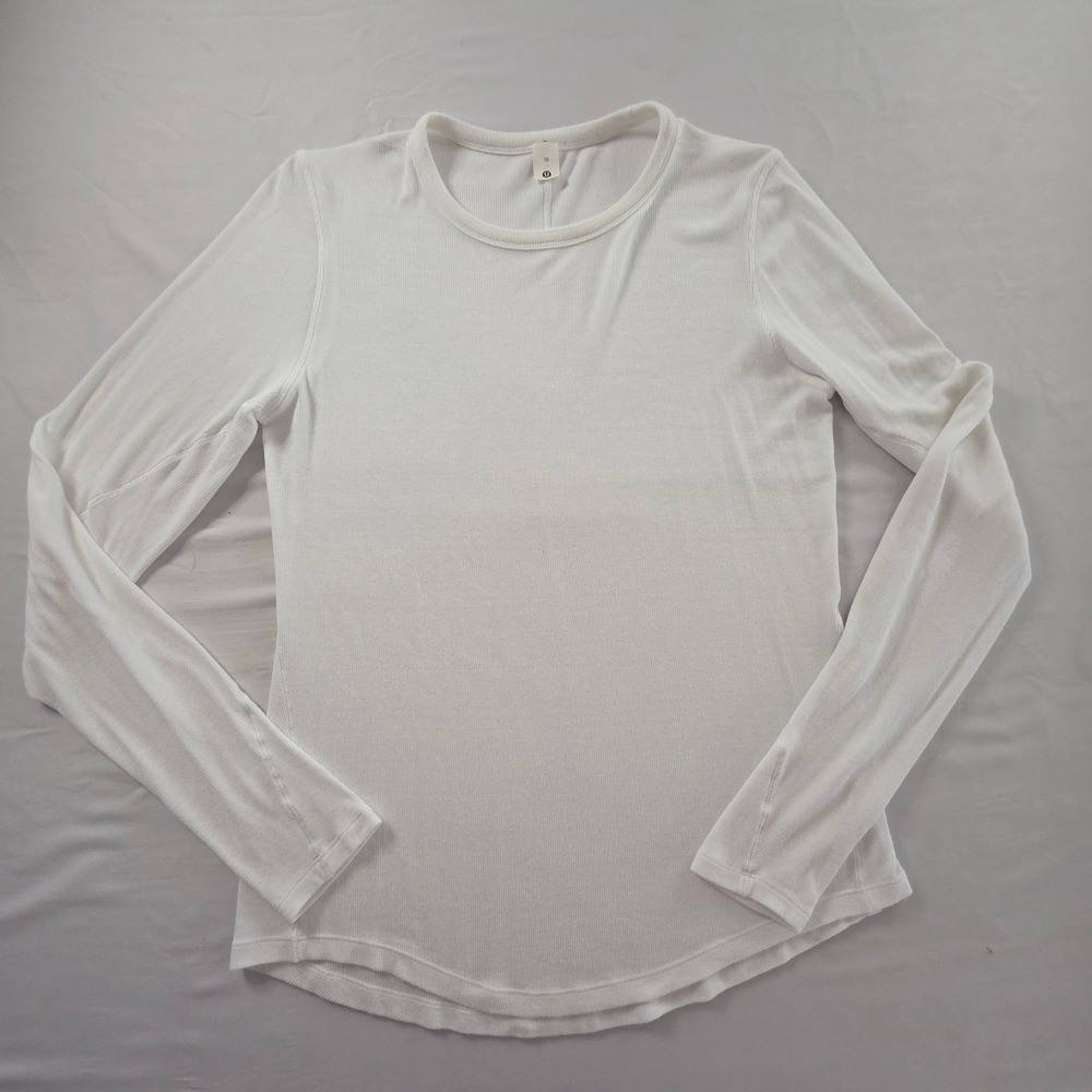 Lululemon Hold Tight Long Sleeve Ribbed Crewneck Top Size 10 Bone Activewear
